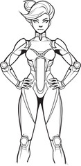 Techno Valkyrie Vector Logo with Sci Fi Heroine Galactic Guardian Futuristic Female Superhero Emblem