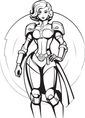 Nebula Sentinel Sci Fi Heroine Vector Logo Design Quantum Queen Futuristic Female Superhero Icon