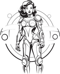 Galactic Guardian Futuristic Female Superhero Emblem Nebula Sentinel Sci Fi Heroine Vector Logo Design