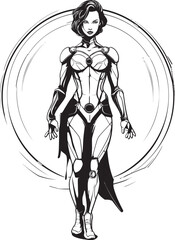 Quantum Queen Futuristic Female Superhero Icon Stellar Avenger Vector Logo with Sci Fi Heroine