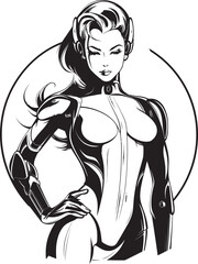 Nebula Sentinel Sci Fi Heroine Vector Logo Design Quantum Queen Futuristic Female Superhero Icon