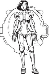 Nebula Sentinel Sci Fi Heroine Vector Logo Design Quantum Queen Futuristic Female Superhero Icon