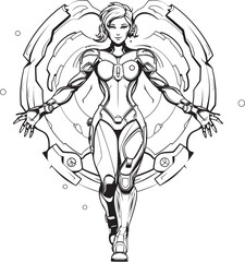 Cosmic Crusader Sci Fi Heroine Vector Logo Design Galactic Guardian Futuristic Female Superhero Icon