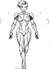 Quantum Queen Futuristic Female Superhero Icon Stellar Avenger Vector Logo with Sci Fi Heroine