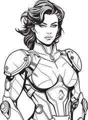 Galactic Guardian Futuristic Female Superhero Emblem Nebula Sentinel Sci Fi Heroine Vector Logo Design