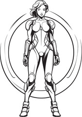 Galactic Guardian Futuristic Female Superhero Icon Stellar Sentinel Vector Logo with Sci Fi Heroine