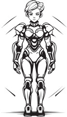 Quantum Queen Futuristic Female Superhero Icon Stellar Avenger Vector Logo with Sci Fi Heroine