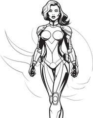 Stellar Avenger Vector Logo with Sci Fi Heroine Cosmic Knightess Futuristic Female Superhero Emblem
