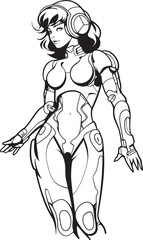Cyber Nova Futuristic Heroine Vector Galactic Guardianess Vector Logo with Sci Fi Heroine