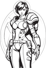 Cosmic Crusader Sci Fi Heroine Vector Logo Design Galactic Guardian Futuristic Female Superhero Icon