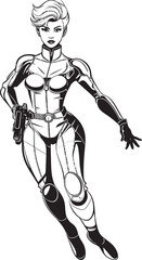 Nebula Avenger Futuristic Female Superhero Emblem Cosmic Crusader Sci Fi Heroine Vector Logo Design