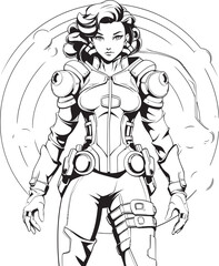 Cosmic Crusader Sci Fi Heroine Vector Logo Design Galactic Guardian Futuristic Female Superhero Icon