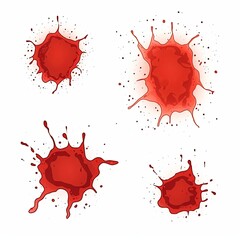 set of bloody splatters on white background. halloween, bleed, collection,
