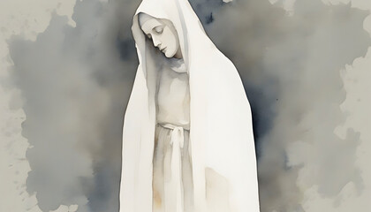Watercolor painting of Mother Mary in an impressionist style.. - obrazy, fototapety, plakaty