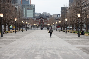 Park and walkway outside imperial palace in Tokyo Japan on February 15, 2024