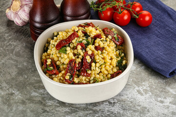 Vegetarian Pasta ptitim with vegetables