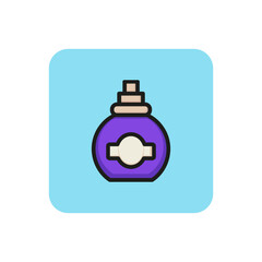 Line icon of perfume bottle. Spray, deodorant, fragrance. Cosmetics concept. Can be used for topics like beauty, make-up, glamour