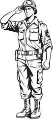 Courageous Cadet Soldier Saluted Vector Sentinel Salute Saluted Soldier Logo Design
