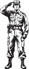 Salute Sentry Soldier Logo Icon Bravery Badge Saluting Soldier Vector Design