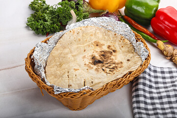 Indian tandoori bread in the basket
