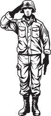Honor in Motion Soldier Logo Design Courageous Cadet Saluted Soldier Emblem Vector