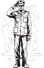 Salute Sentry Saluted Soldier Emblem Vector Bravery Badge Military Salute Icon Emblem