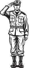 Patriot Pride Saluting Soldier Logo Design Valor Vigilance Military Salute Vector Icon