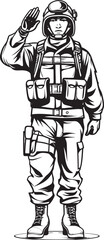 Honor in Harmony Soldier Saluted Emblem Design Courageous Cadet Saluting Soldier Icon Vector
