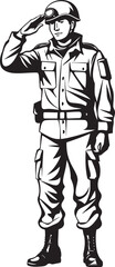 Fototapeta na wymiar Dutys Dedication Military Salute Logo Design Salute Sentry Saluting Soldier Emblem Vector