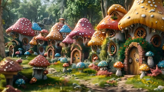 fantasy world city amazing mushroom house