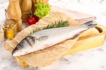 Raw seabass fish for cooking