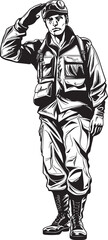 Honors Herald Saluting Soldier Emblem Design Courageous Gesture Soldier Saluted Vector Logo