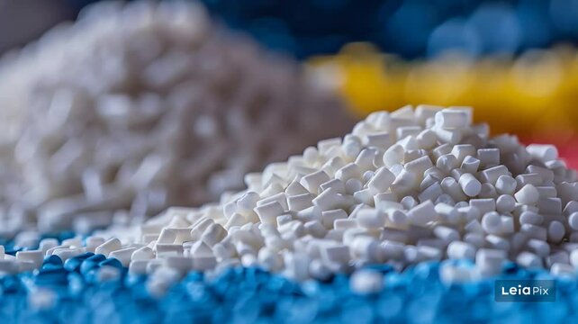 Plastic pellets Background Close-up Plastic granules Polymer plastic beads resin polymer