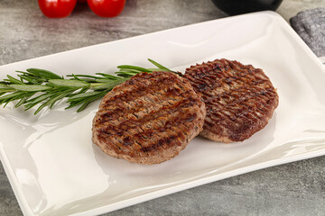 Grilled two beef burger cutlet