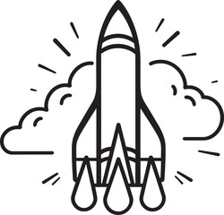 Nebula Nomad Futuristic Space Rocket Vector Logo Celestial Thrust Streamlined Rocket Lineart Logo