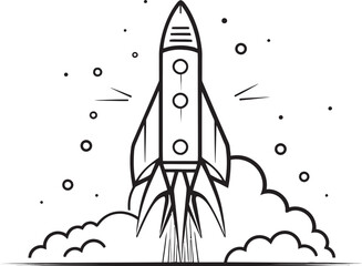 Lunar Launch Rocket Lineart Icon Design Orions Odyssey Rocket Logo Vector Graphic