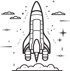 Meteoric Marvel Space Rocket Logo Vector Nebula Navigator Rocket Lineart Icon