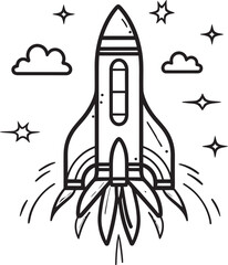 Solar Swoop Rocket Lineart Icon Design Interstellar Icarus Space Rocket Logo Vector