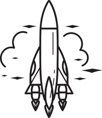 Supernova Shuttle Space Rocket Logo Vector Astro Accelerator Rocket Lineart Icon