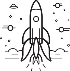 Infinity Ignition Space Rocket Vector Logo Design Universal Voyager Rocket Lineart Icon Design