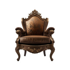 Bronze and brown throne chair, Transparent Background, PNG Format