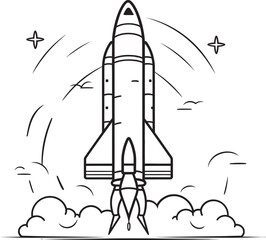 Fototapeta premium Comet Courier Vector Rocket Symbol Planetary Pathfinder Rocket Lineart Logo Design