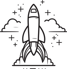 Meteoric Marvel Space Rocket Logo Vector Nebula Navigator Rocket Lineart Icon