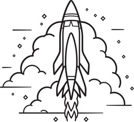 Astral Adventurer Vector Rocket Symbol Starship Sentinel Rocket Lineart Logo Design