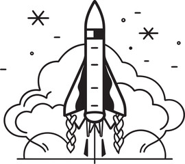 Galactic Gateway Rocket Lineart Emblem Design Interplanetary Pioneers Vector Rocket Logo Symbol