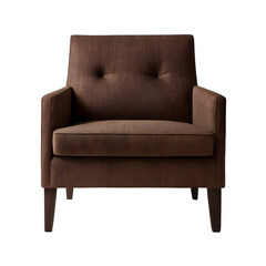 Chocolate brown tweed armchair, Transparent Background, PNG Format