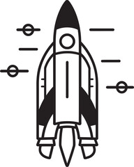 Cosmic Courier Rocket Lineart Icon Design Lunar Locomotive Vector Rocket Logo Symbol