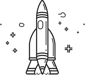 Comet Courier Rocket Lineart Emblem Icon Planetary Pathfinder Vector Rocket Symbol Icon