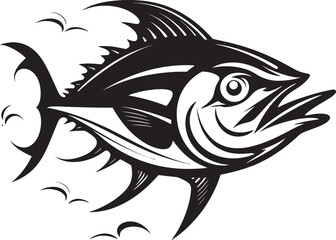 Oceanic Odyssey Vector Tuna Emblem Tuna Trail Elegant Lineart Logo Design