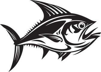 Underwater Majesty Tuna Fish Lineart Icon Abyssal Adventure Dynamic Tuna Emblem